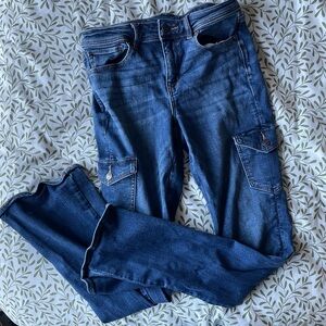 AE Blue Denim KickBoot Cargo Jeans